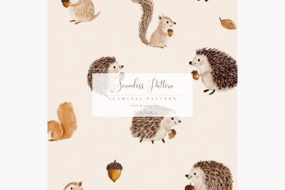 Download Cute Woodland Hedgehog and Squirrel Seamless Pattern PNG - Wood Collection