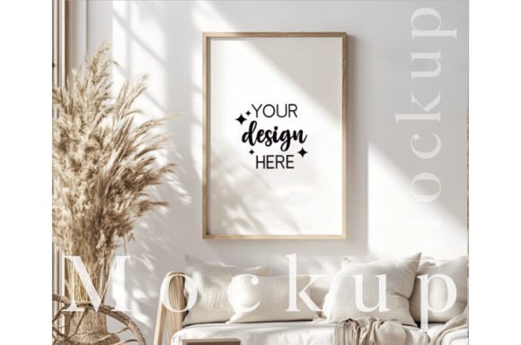 Download A4 Wood Frame Mockup for Wall Art - Wood Collection