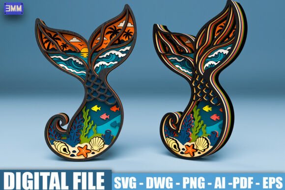 Download Mermaid Tail Multilayer SVG - Premium Resources