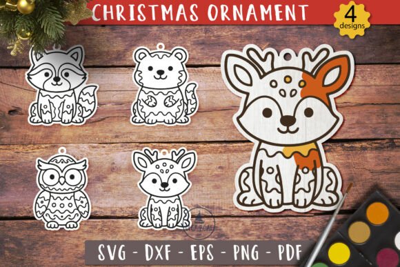 Download Woodland Animal Coloring Ornament SVG - Wood Collection
