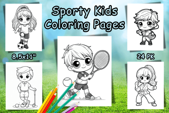 Download Sporty Kids Coloring Pages 24 Pack PNG's - Kids Collection
