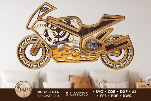 Download MOTO Laser Cut Wooden Wall Art for Biker - Wood Collection