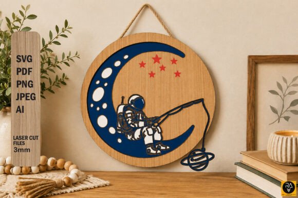 Download Astronaut Moon Laser Cut File SVG - Moon Collection
