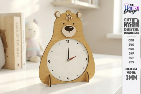 Download Kids Table Clock Laser Cut | Nursery SVG - Kids Collection