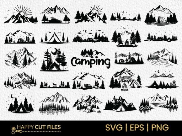 Download Mountain Camping Forest Tree SVG Bundle - Tree svg Collection
