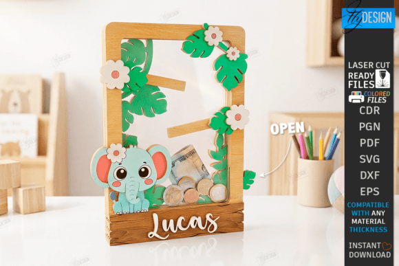 Download Wooden Coin Drop Bank Laser Cut | Name - Wood Collection