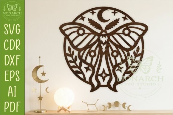 Download Celestial Luna Moth SVG | Moon and Stars - Moon Collection