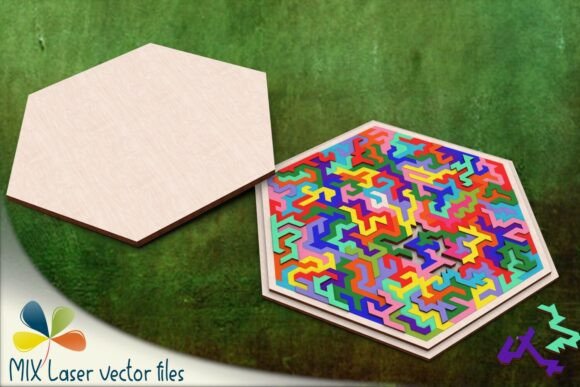 Download Hexagonal Wooden Puzzle Pattern Design - Wood Collection