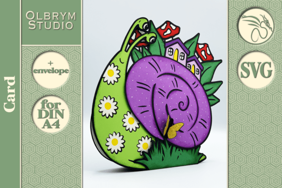Download Woodland Snail Greeting Card SVG - Wood Collection