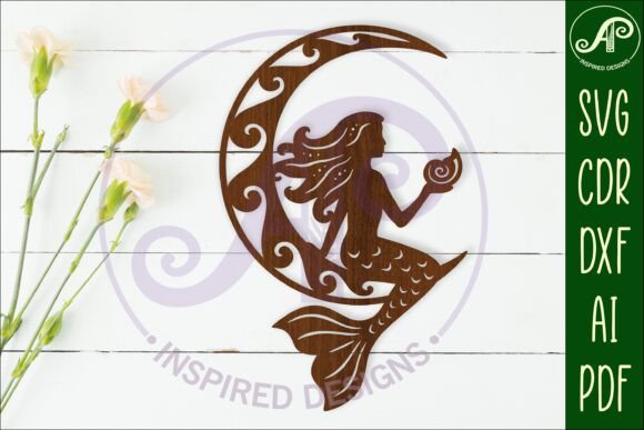 Download Mermaid in the Moon Wall Art Sign, SVG - Moon Collection