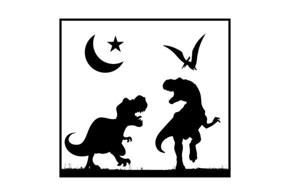 Download Dinosaur 3D SVG File with Moon Silhouette - Moon Collection