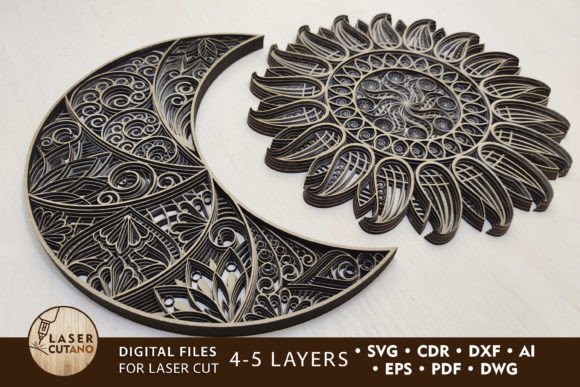 Download Multilayer Cut Files the Sun &amp; the Moon - Moon Collection