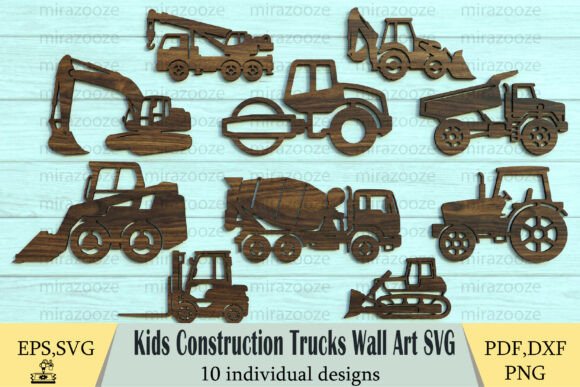 Download Kids Construction Trucks Wall Art SVG - Kids Collection