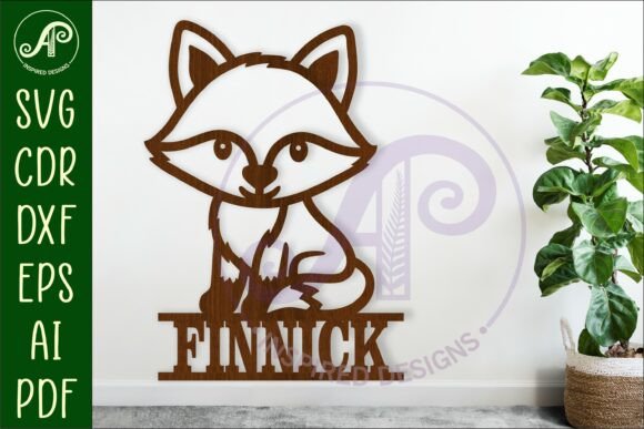 Download Cute Woodland Fox Name Sign Svg Laser - Wood Collection