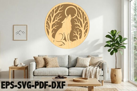 Download Wolf Howling at Moon Laser Cut SVG - Moon Collection