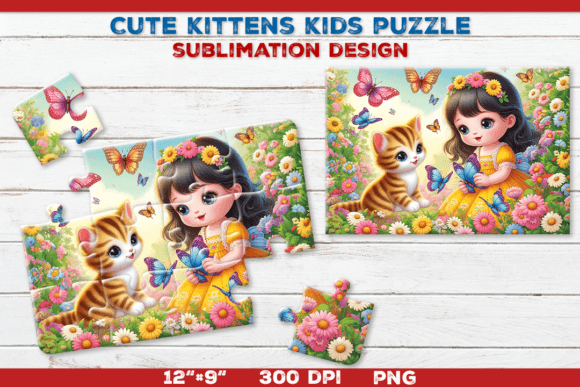 Download Cute Kittens Kids Puzzle Template - Kids Collection