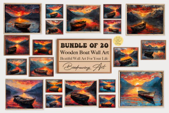 Download Oil Paint Wooden Boat Wall Art Bundle - Wood Collection