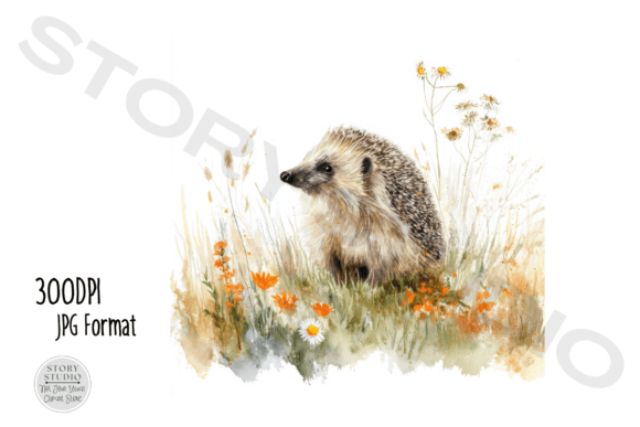 Download Watercolor Woodland Hedgehog Set - Wood Collection